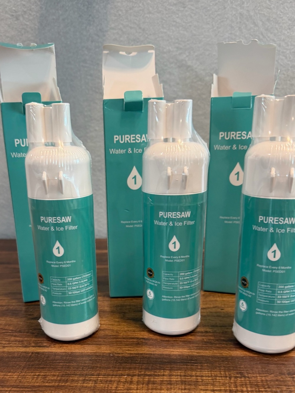 Lot of 3 Bottles of RESA Puresaw Water & Ice Filter in Teal and White